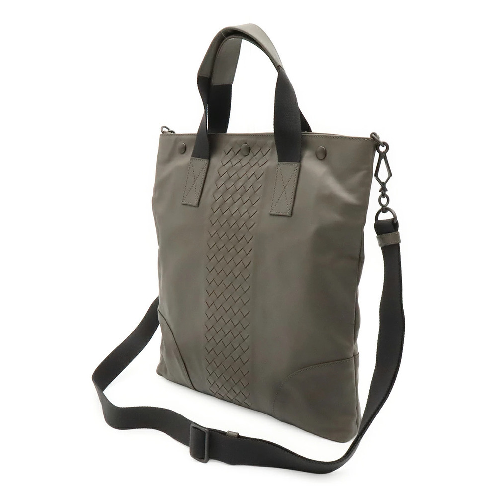 Bottega Veneta Gray Tote Vertical Shoulder Intrecciato Leather Bag Gray